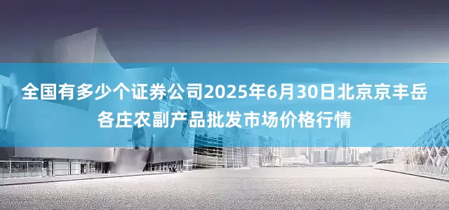 全国有多少个证券公司2025年6月30日北京京丰岳各庄农副产品批发市场价格行情